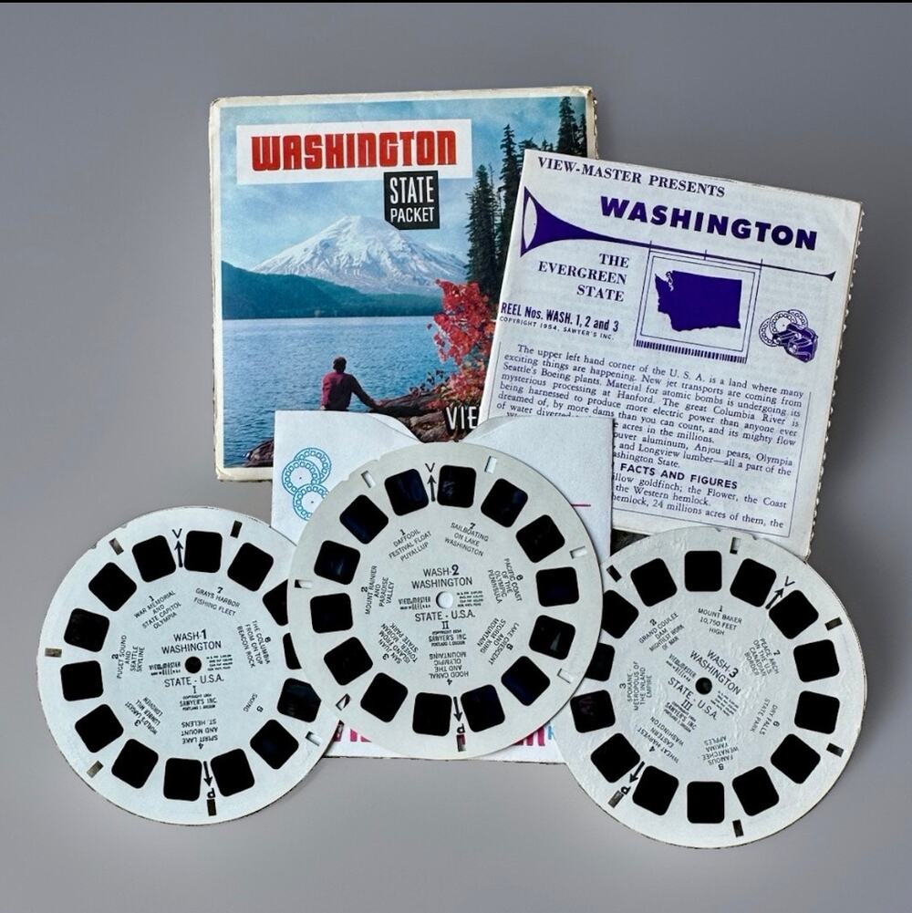 Vintage View-Master Washington State Packet WASH 1 2 3 3 Reels Sawyer’s Complete
